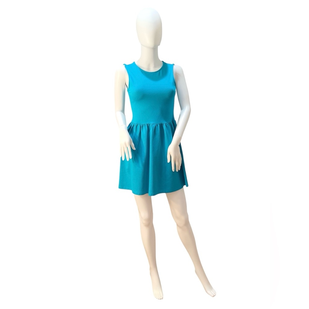 Devlin sleeveless fit & flare dress in teal blue color Size XS Party Mini Chic